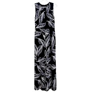 DKNY printed leaf sleeveless jumpsuit romper zip stretch summer women’s 8 medium